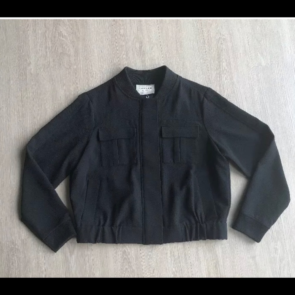 Canvas by Lands End Women’s Black Bomber Jacket 10